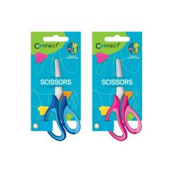 Olló 13cm, iskolai Connect, gumírozott fogóval, műanyag élvédővel, mérőskálával Ollók, kések Connect