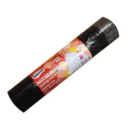 Szemeteszsák zárószalagos 60 liter 58 x 68 cm 10 db/tekercs Glossy fekete Szemeteszsák Glossy