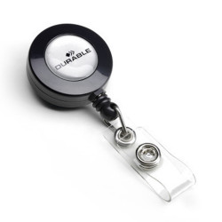 Névjegykártyatartó kihúzható patentos, Durable fekete Névkitűző Durable