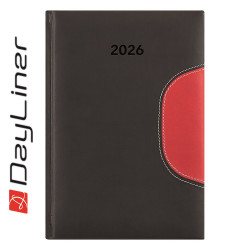Határidőnapló Memphis B5 heti, fehér lapokkal fekete-piros Dayliner 2026. Határidőnapló Dayliner