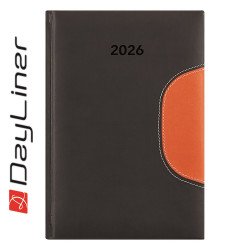 Határidőnapló Memphis A5 napi, fehér lapokkal fekete-narancs Dayliner 2026. Határidőnapló Dayliner