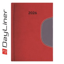 Határidőnapló Memphis A5 napi, fehér lapokkal piros-szürke Dayliner 2026. Határidőnapló Dayliner
