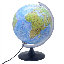 Földgömb 25 cm-es hegy-vízrajzi megvilágított Iskolai kiegészítő Belma