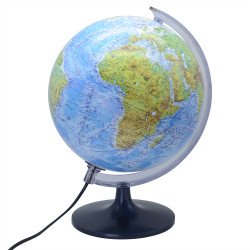 Földgömb 25 cm-es hegy-vízrajzi megvilágított Iskolai kiegészítő Belma