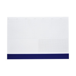 Asztali könyöklő fehér lapokkal kék műbőrcsíkkal 570 x 390 mm  Realsystem 2026. Könyöklő Realsystem