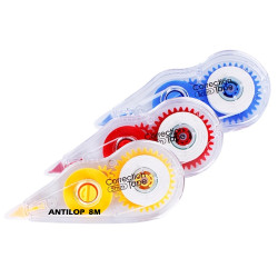 Hibajavító roller 5mmx8m eldobható Compact áttetszó test vegyes színekben Antilop Hibajavító roller Antilop