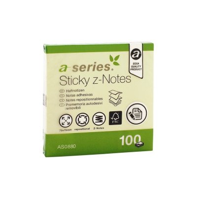 Jegyzettömb öntapadó, 75x75mm, 100lap, `Z` A-Series, sárga