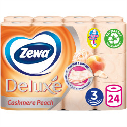 Toalettpapír 3 rétegű kistekercses 100 % cellulóz 150 lap/tekercs 24 tekercs/csomag Zewa Deluxe Cashmere Peach Toalettpapírok Zewa