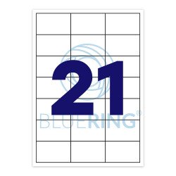 Etikett címke, 63,5x38,1mm, 100 lap, 21 címke/lap Bluering® Etikett - címke Bluering