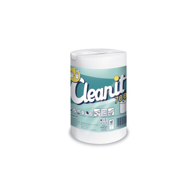 Háztartási papírtörlő kéztörlő 2 rétegű 476 lapos 6 tekercs/karton Cleanit 700 Lucart_821724