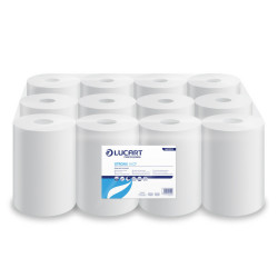 Kéztörlő 2 rétegű tekercses átmérő: 14 cm 100% cellulóz 12 tekercs/karton 14 CF Strong Lucart_861093J fehér Papírtörlők Lucart