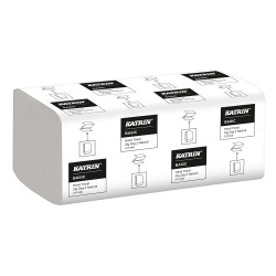 Kéztörlő 2 rétegű V hajtogatású 200 lap/csomag 20 csomag/karton Basic Handypack Katrin_35564 fehérített Papírtörlők Katrin