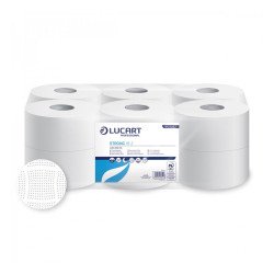Toalettpapír 2 rétegű közületi átmérő: 19 cm 100 % cellulóz 12 tekercs/karton 19 J Strong Lucart_812202J hófehér Toalettpapírok Lucart