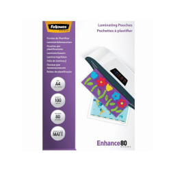 Lamináló fólia, A4, 80 mikron, matt, 100 db/doboz, Fellowes® Kötészeti kellék Fellowes