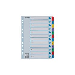 Elválasztólap, A4, regiszteres 1-12 laminált karton fülek 100162 Esselte Elválasztó lap Esselte