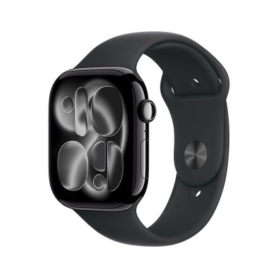 Okosóra Apple Watch S11 GPS 42mm Jet Black Aluminium Case with Black Sport Band - S/M