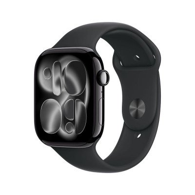 Okosóra Apple Watch S11 GPS 42mm Jet Black Aluminium Case with Black Sport Band - M/L