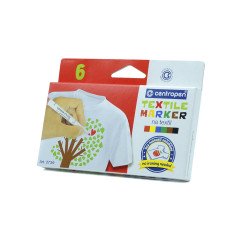 Textilfilc készlet, Centropen 2739/6 6klf. szín Textil marker Centropen