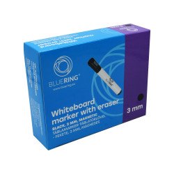 Táblamarker 3mm, mágneses, táblatörlővel multifunkciós Bluering® fekete Táblamarker Bluering