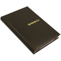 Határidőnapló Carbon A/5, napi fehér lapokkal bronz Realsystem 2026. Határidőnapló Realsystem