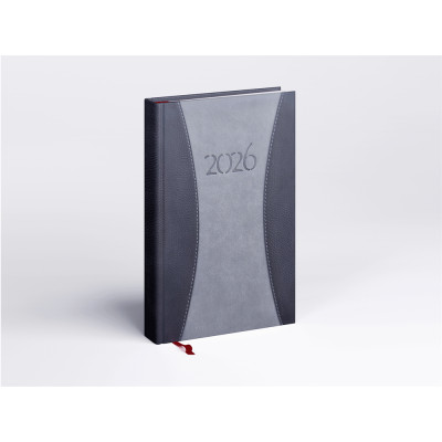 Határidőnapló Prémium A B/5, heti krémszínű lapokkal szürke Realsystem 2026.