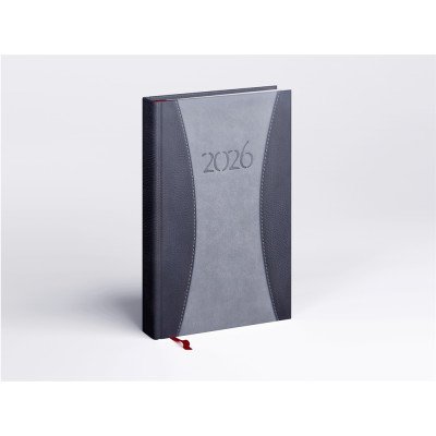 Határidőnapló Prémium A B/5, heti krémszínű lapokkal szürke Realsystem 2026.