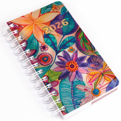 Zsebnaptár álló spirálozott SP5 napi fehér lapokkal akvarell Realsystem 2026. Zsebnaptár Realsystem