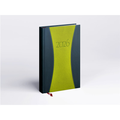 Határidőnapló Prémium A A/5, napi krémszínű lapokkal zöld Realsystem 2026.