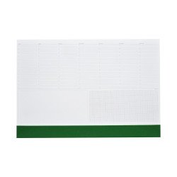 Asztali könyöklő fehér lapokkal zöld műbőrcsíkkal 570 x 390 mm  Realsystem 2026. Könyöklő Realsystem