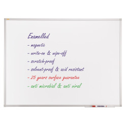 Fehértábla mágneses alukeretes,zománcozott,antimikrobiális 90x120cm,ValueLine SC3803 Franken