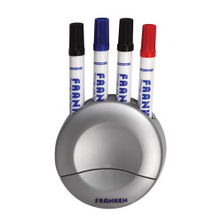 Mágneses táblatörlő és táblamarker tartó kerek 4 db marker tárolására alkalmas  Z1928 Franken Táblatörlő Franken