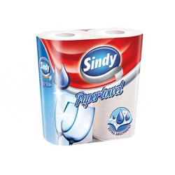 Háztartási papírtörlő kéztörlő 2 rétegű 2 tekercs/csomag Sindy fehér Papírtörlők Sindy