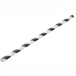 Szívószál papír 8 x 230 mm 250 db/csomag fekete / fehér csíkos Street food - party kellékek Egyéb
