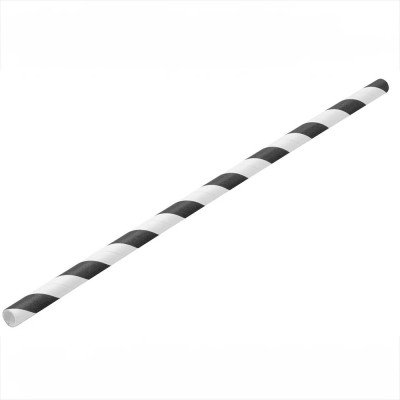 Szívószál papír 6 x 230 mm 250 db/csomag fekete/ fehér csíkos