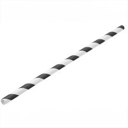 Szívószál papír 6 x 230 mm 250 db/csomag fekete/ fehér csíkos Street food - party kellékek Egyéb