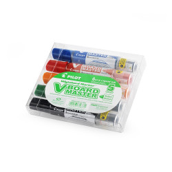 Táblamarker készlet, 2,3mm, kerek hegyű, utántölthető medium V-Board Pilot 5 klf. szín Táblamarker Pilot