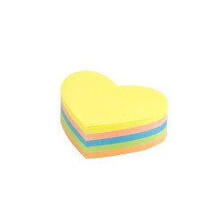 Jegyzettömb öntapadó, szív alakú, 250lap, Bluering® 5 klf. neon szín Öntapadó jegyzettömb Bluering