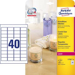 Etikett címke, 45,7 x25,4mm,víztiszta, 40 címke/ív, 25 ív/doboz, Avery átlátszó Etikett - címke Avery