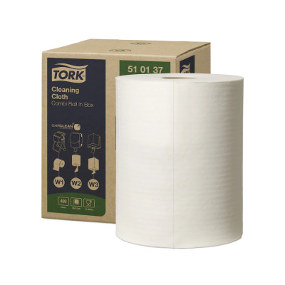 Ipari törlő tekercses többfunkciós kombi 152 m/400 lap/tekercs 1 tek/karton W1/W2/W3 Tork_510137 fehér