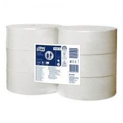 Toalettpapír 2 rétegű közületi átmérő: 26 cm 1800 lap 360 m/tekercs 6 tekercs/karton Jumbo Tork_120272 fehér Toalettpapírok TORK