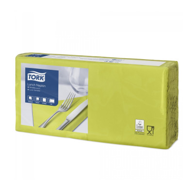Szalvéta 2 rétegű 1/4 hajtás lapméret: 32,8 x 32,5 cm 200 lap/csomag Lunch Tork_477840 lime