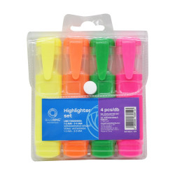 Szövegkiemelő lapos testű készlet, Bluering®, 4 klf. szín Szövegkiemelő Bluering