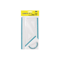 Vonalzókészlet, 30 cm egyenes vonalzó, szögmérő, 45° 13 cm és 60°, 18 cm háromszög vonalzó, 4 db/bliszter Educa Vonalzó, szögmérő Educa