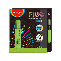 Szövegkiemelő vágott hegyű, lapos test Keyroad Fluo neon zöld Szövegkiemelő Keyroad