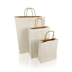 Sodrottfüles papírtáska 185x240mm 80mm talp S méret 250 db/doboz, fehér Papírzacskó , zsák h-Green