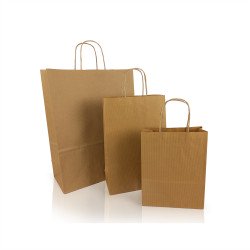 Sodrottfüles papírtáska 185x240mm 80mm talp S méret 250 db/doboz, bordázott barna Papírzacskó , zsák h-Green