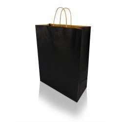 Sodrottfüles papírtáska 320x420mm 150mm talp L méret 200 db/doboz, fekete Papírzacskó , zsák h-Green