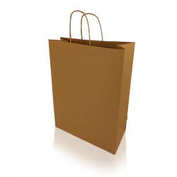 Sodrottfüles papírtáska 320x420mm 150mm talp L méret 200 db/doboz, bordázott barna Papírzacskó , zsák h-Green
