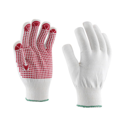 Cérnakesztyű 2 szálas kötött egyoldalú PVC pontozás méret 11-es_KUDU