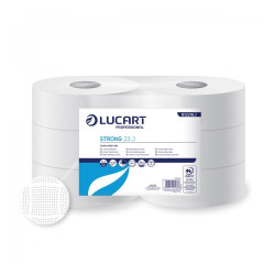 Toalettpapír 2 rétegű közületi átmérő: 23 cm 100 % cellulóz 6 tekercs/karton 23 J Strong Lucart_812216J hófehér Toalettpapírok Lucart